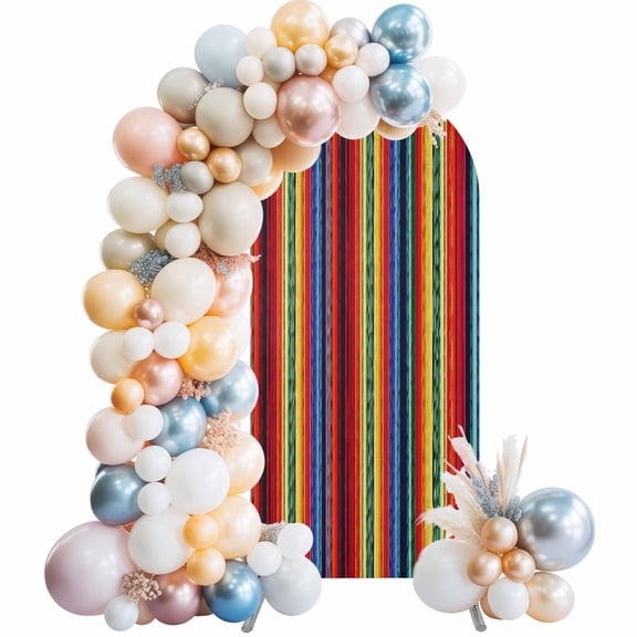 Modern Colorful Mexican Stripe Arch Backdrop Cover Spandex Fitted Arch Cover 7.2FT,Arches Backdrop Stand Covers for Wedding Birthday Party Ceremony Banquet Decoration Boho Gradient Rainbow Line
