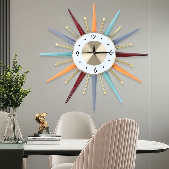 Modern Colorful Wall Clock Starburst Vintage Sunburst Ball Clock Mid Century Festive Decors/Gifts