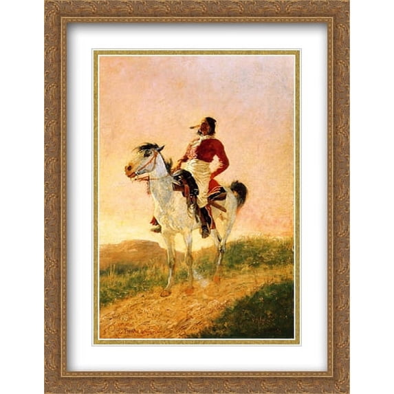Modern Comanche 2x Matted 28x36 Large Gold Ornate Framed Art Print by Remington, Frederic