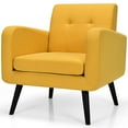 thumbnail image 1 of Modern Comfortable Fabric Armchair, Mid-Century Accent Single Sofa for Bedroom Living Room Club, Home Stylish Armchair with Rubber Wood Legs, Contemporary Upholstered Linen Sofa Chair, Yellow, 1 of 8
