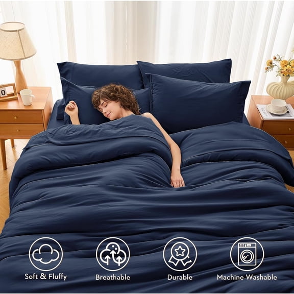 Modern Comforter Set - Navy Blue