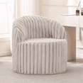 thumbnail image 1 of Modern Comfy Round Accent Chair, Faux Rabbit Fur Upholstered Reading Armchair for Living Room Bedroom, Set of 1, Gray, 1 of 9