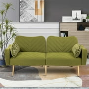 Modern Comfy Style Upholstered Loveseat Sofa with 2 Pillows and Metal Legs for Living Room, Bedroom, Olive