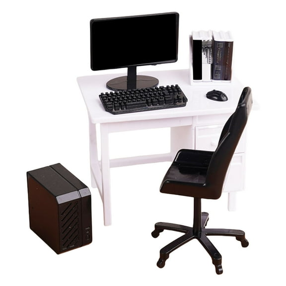 Modern Compact Office Desk Display With Removable Accessories For Photography Props & Model Train Scenes