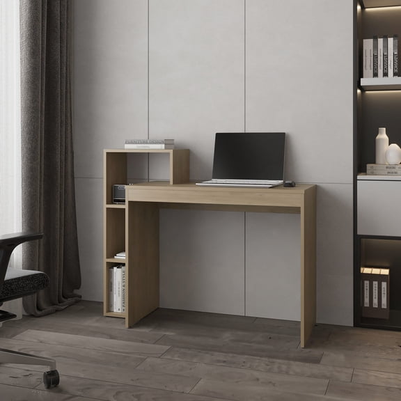 Modern Computer Desk - Three Open Compartments - Small Workspace - Keep Things Neat
