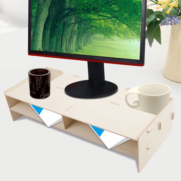 Modern Computer Monitor Laptop Stand Office Desktop Desk Shelf Storage Rack