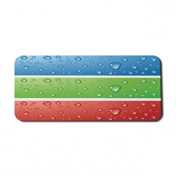Modern Computer Mouse Pad, Water Drops on a Plastic Surface Like Summer Vibes Image Artwork Print, Rectangle Non-Slip Rubber Mousepad X-Large, 35" x 15" Gaming Size, Red Fern Green Blue, by Ambesonne