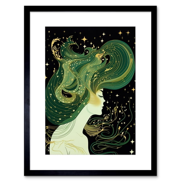 Modern Concept Art Aurora Borealis Illustration Artwork Framed Wall Art Print 9X7 Inch