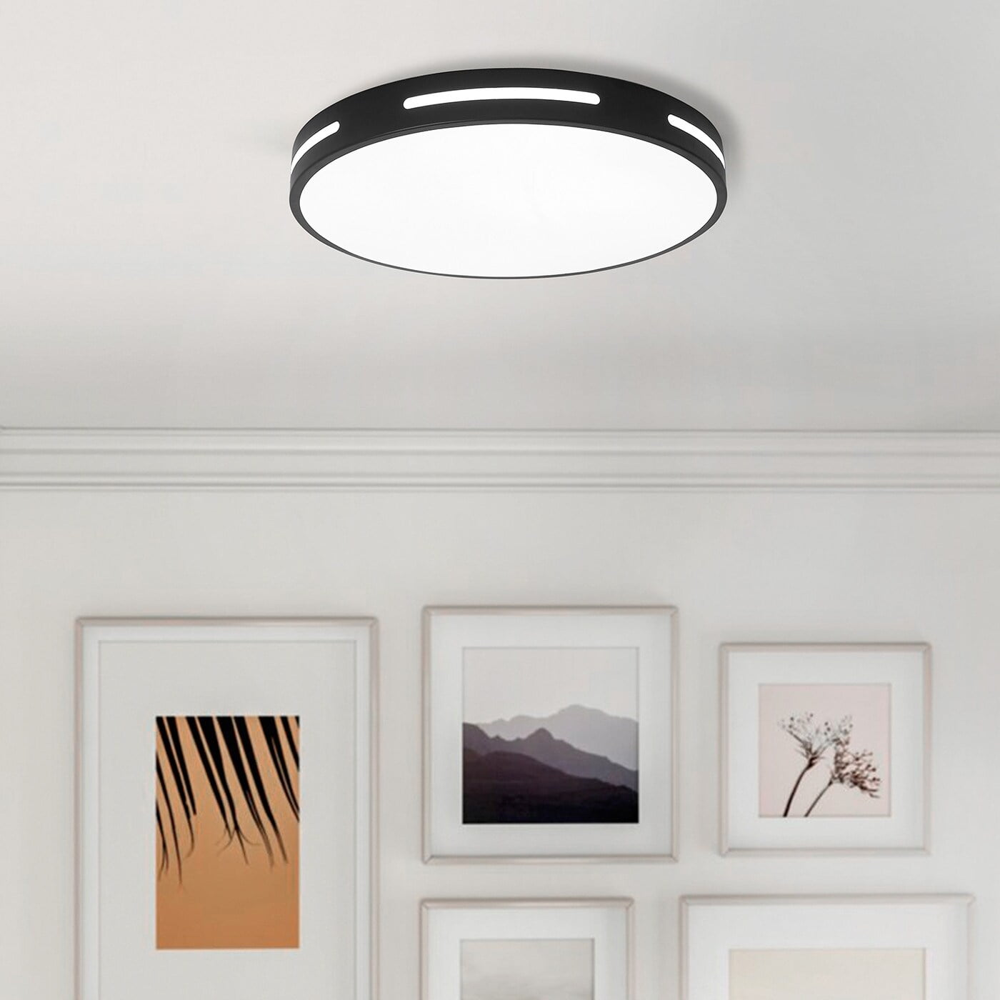 Modern Black and White LED Flush Mount Ceiling Light