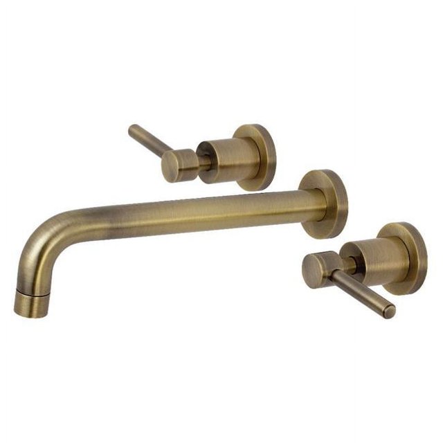 Modern Concord 2Handle Wall Mount Roman Tub Faucet, Polished Brass