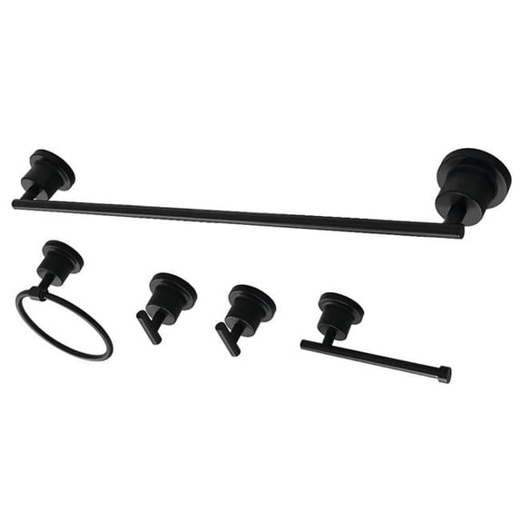 Modern Concord 5 Piece Bathroom Accessory Set, Matte Black