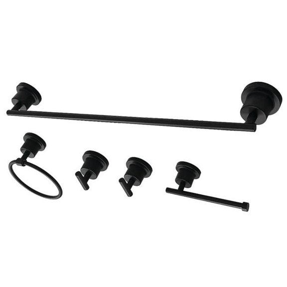Modern Concord 5 Piece Bathroom Accessory Set, Matte Black