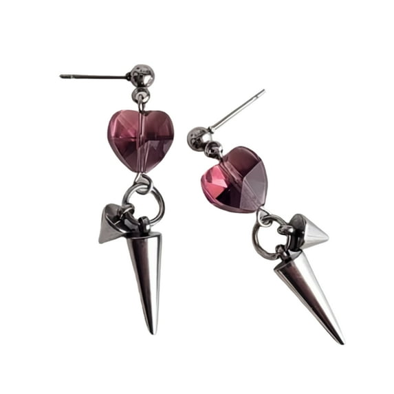 Modern Cone Studs Earrings with Elegant Heart Accent Refined Cone Earrings With A Artistic Heart Ear Pendant