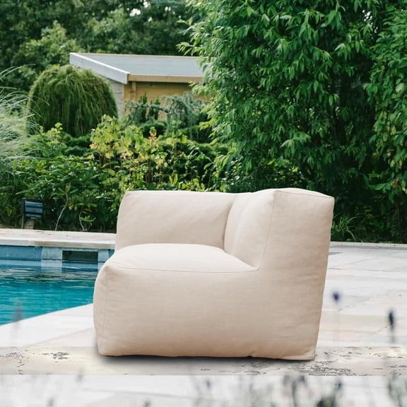 Modern Coner Chair Arm-Rest Chair Outdoor Furniture Comfy Patio Couch Sofa Outdoor Bean Bag Chair Creating a Unique Patio Garden Modular Contemporary Sofa, Lazy Sofa for Outside (Light Beige)