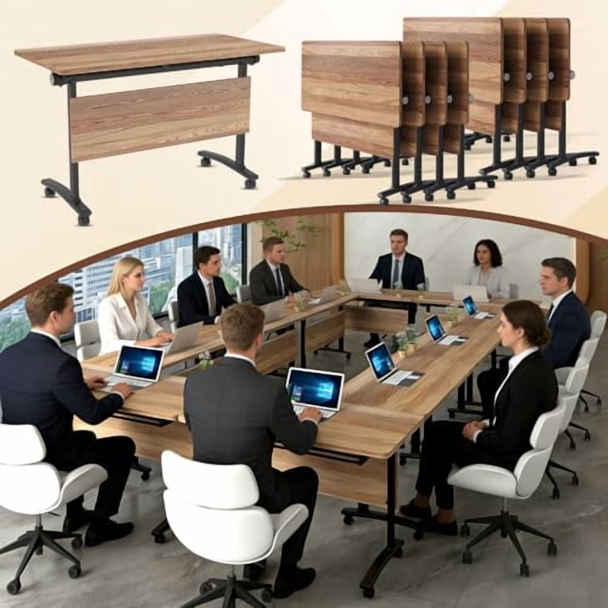 Modern Conference Table with Wheels,Flip Top Training Tables for 2-16 ...