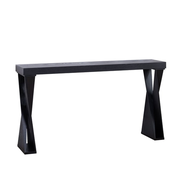 Modern Console Table  58.3" Narrow Entryway Table, Black Manufactured Wood Sofa Table with Crossed Legs for Hallway, Living Room, or Office