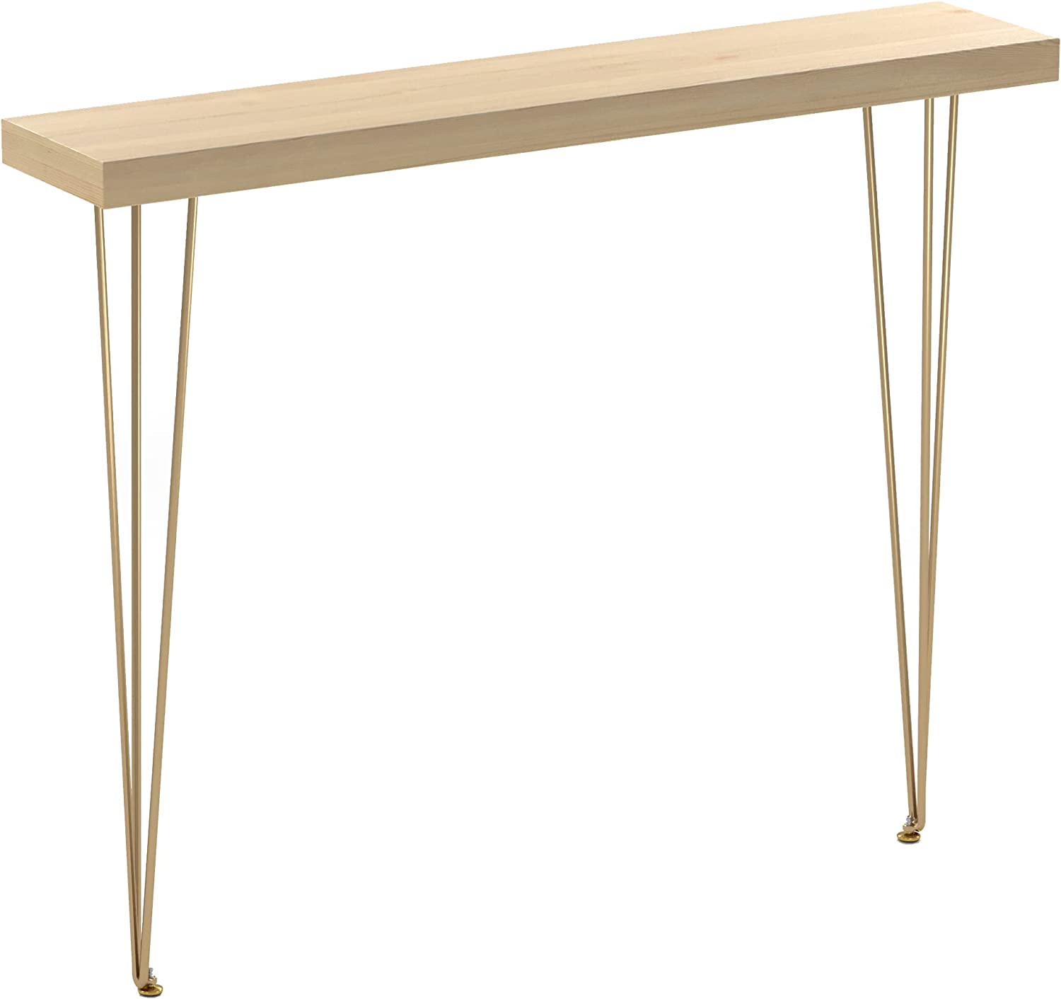 Modern Console Table Rectangular Narrow Entryway Hallway Table with Wooden Top Metal Legs