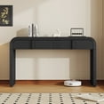 thumbnail image 1 of Modern Console Table with 2 Storage Drawers, Fluted Entryway Table with Rounded Silhouette for Hallway Living Room and Entryway (Black), 1 of 11