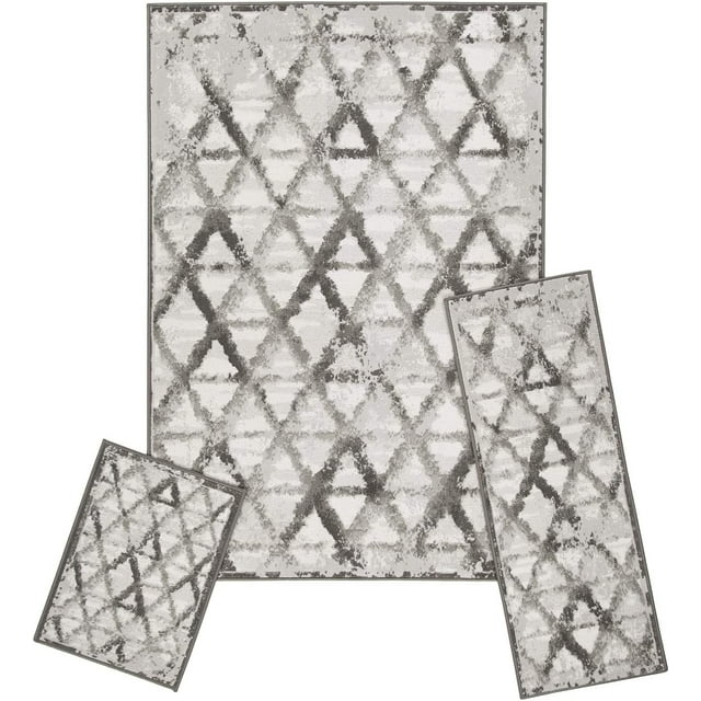 Modern Contemporary 3-piece Rug Set, 5x7 Area Rug, 2x5 Runner Rug, 2x3 