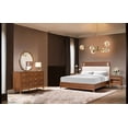 thumbnail image 1 of Modern Contemporary 4pc Bedroom Set Walnut Color Queen Size Bed Dresser Mirror Nightstand Platform Bedframe, 1 of 8