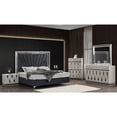 thumbnail image 1 of Modern & Contemporary 5 Pc Queen Bedroom Suite - River Sand Grey Bed With Storage, 6 Dresser, Mirror, 2 Nightstand, 5 Chest Drawers Arrangement In Velvet Class, Led Extra Space Option Choice, 1 of 6