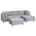 thumbnail image 1 of Modern Contemporary 5pc Modular Sectional Set Armless Chair Ottoman Wedge Couch Living Room Light Grey Dorris Fabric Wooden Deco, 1 of 9