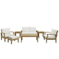 thumbnail image 1 of Modern Contemporary 7 Pcs Outdoor Patio Teak Sofa Set, White Wood, 1 of 8