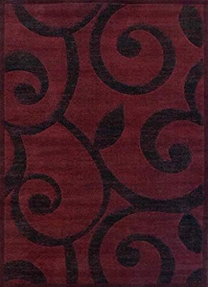 Modern Contemporary Area Rug Burgundy Design 154 (5 Feet 2 Inch X 3
