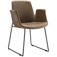thumbnail image 1 of Modern Contemporary Dining Leather Armchair, Brown, Vinyl Leather, 1 of 4