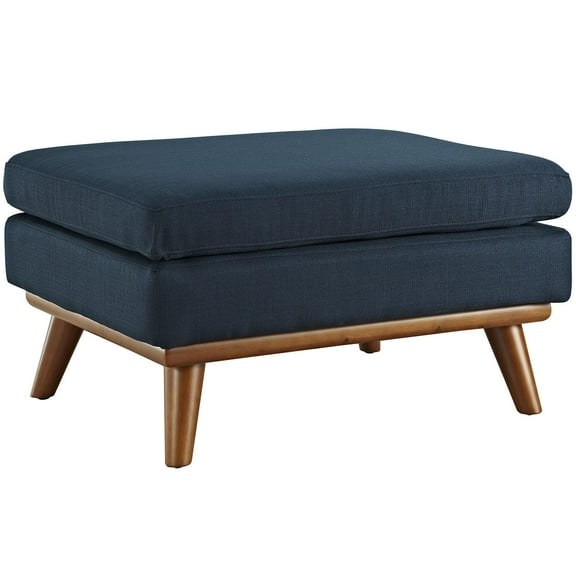 Modern Contemporary Fabric Ottoman , Navy, Fabric