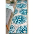 thumbnail image 1 of Modern Contemporary Floral Circles Blue 2' x 10' Indoor Runner Rug, 1 of 6
