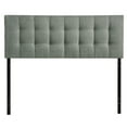 thumbnail image 1 of Modern Contemporary Full Size Fabric Headboard, Grey Fabric, 1 of 2