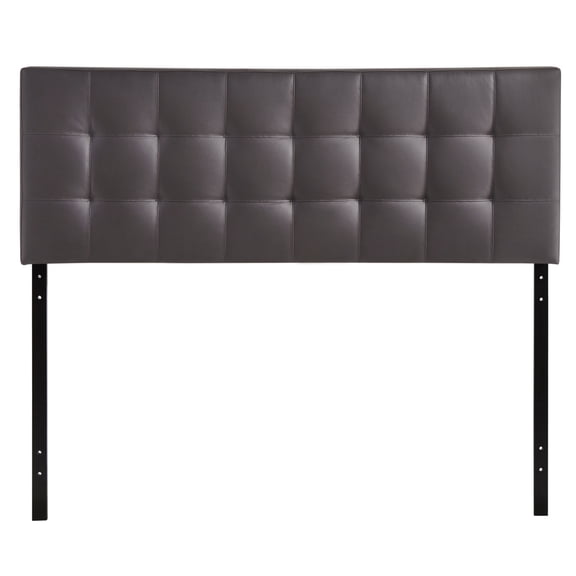 Modern Contemporary Full Size Vinyl Headboard, Brown Faux Leather