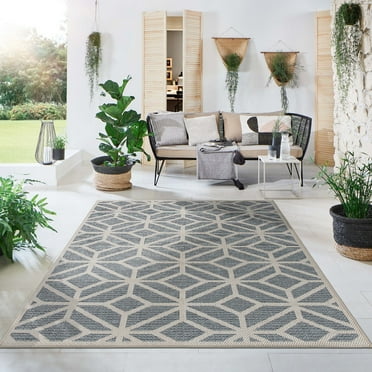 World Rug Gallery Contemporary Floral Indoor/Outdoor Area Rug - Blue 5'x7'