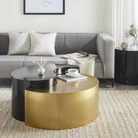 Modern & Contemporary Iron Sheet Frame Coffee Table in Black & Gold (NJ Inventory)