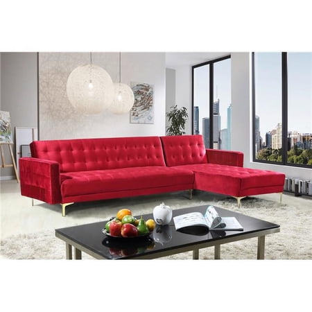 Modern Contemporary Kiefer Right Facing Convertible Sectional Sofa, Red