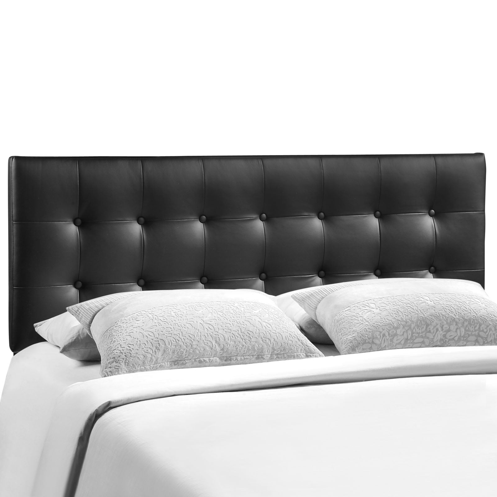 Modern Contemporary King Size Vinyl Headboard, Black Faux Leather ...