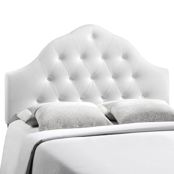 Modern Contemporary King Size Vinyl Headboard, White Faux Leather