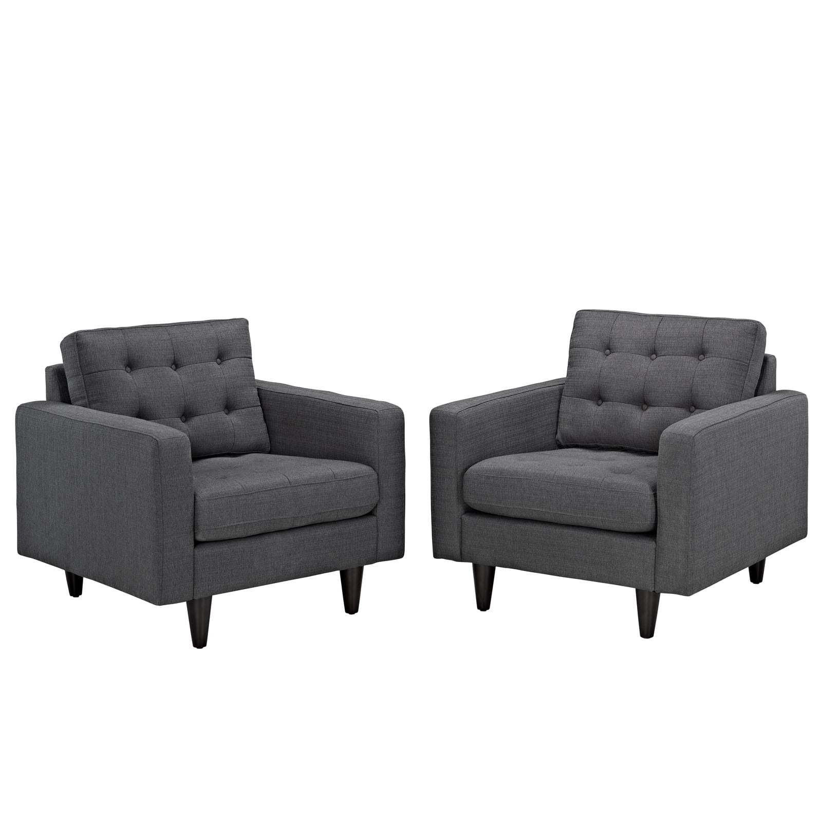 Noble Gray 35.5" Tufted Armchair with Solid Wood Legs