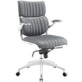 thumbnail image 1 of Modern Contemporary Mid Back Office Chair, Grey Faux Leather, 1 of 4