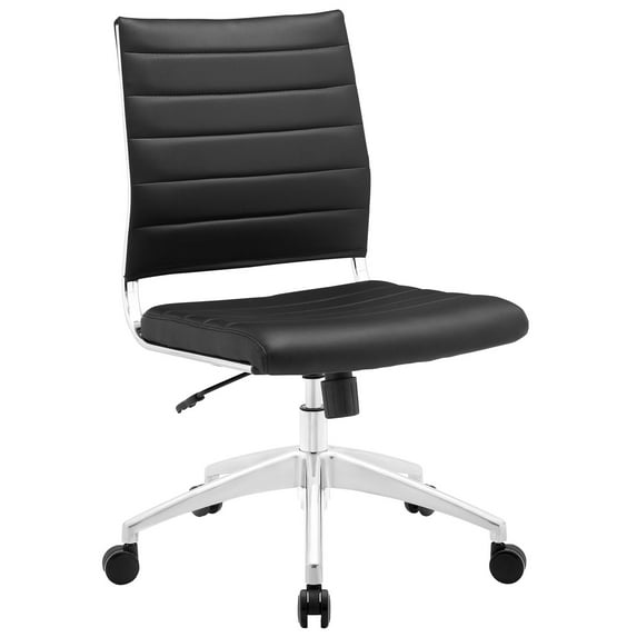Modern Contemporary Office Chair, Black Faux Leather