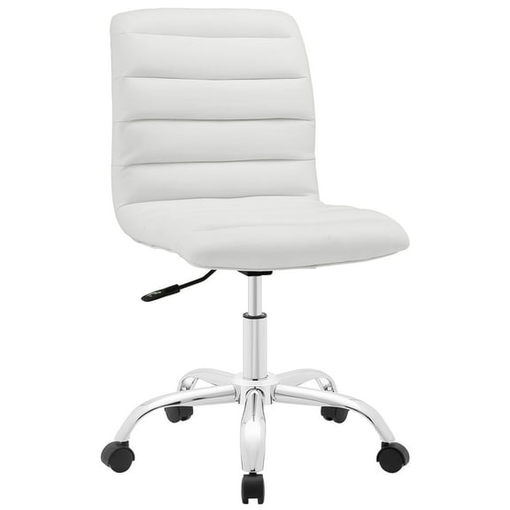Modern Contemporary Office Chair, White Faux Leather