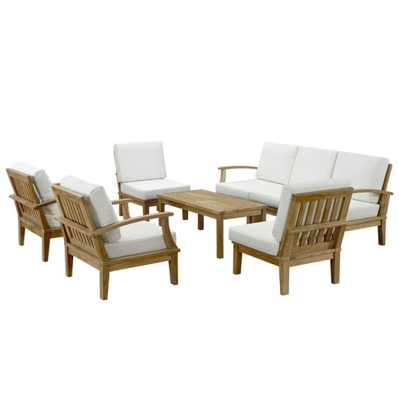 Modern Contemporary Outdoor Patio Eight Pcs Sofa Set Natural White Rattan Wicker