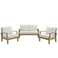 thumbnail image 1 of Modern Contemporary Outdoor Patio Three Pcs Sofa Set Natural White Rattan Wicker, 1 of 5