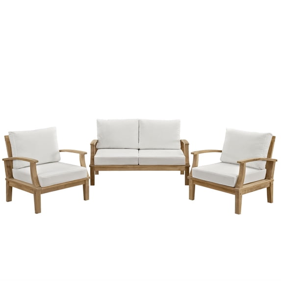 Modern Contemporary Outdoor Patio Three Pcs Sofa Set Natural White Rattan Wicker
