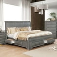thumbnail image 1 of Modern Contemporary Queen Size Bed 1pc Bedframe Bedroom Furniture Grey Solid wood Storage Wood Inlay, 1 of 5