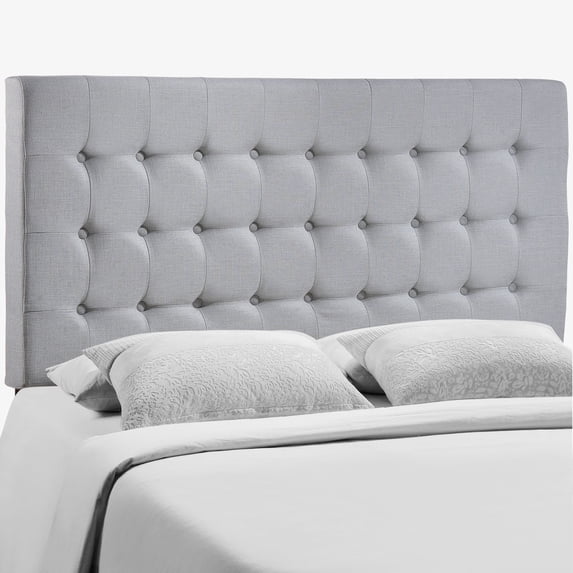 Modern Contemporary Queen Size Headboard, Grey Fabric, 4900
