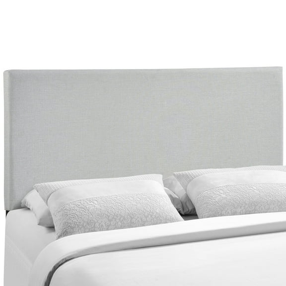 Modern Contemporary Queen Size Upholstered Headboard, Grey Fabric