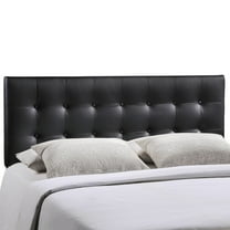 Modern Contemporary Queen Size Vinyl Headboard, Black Faux Leather