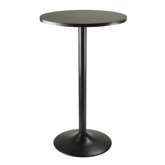 Modern Contemporary Round Tall Pub Table, 40 Inches Black High Top Bar Style Cocktail Bistro Table for Kitchen or Dining Area
